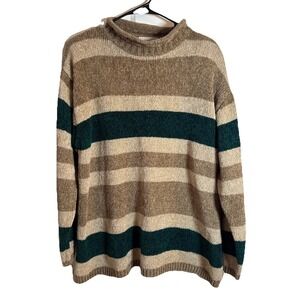 VTG Cristina Womens M Striped 90s Sweater Shoulder Pads Oversized Retro